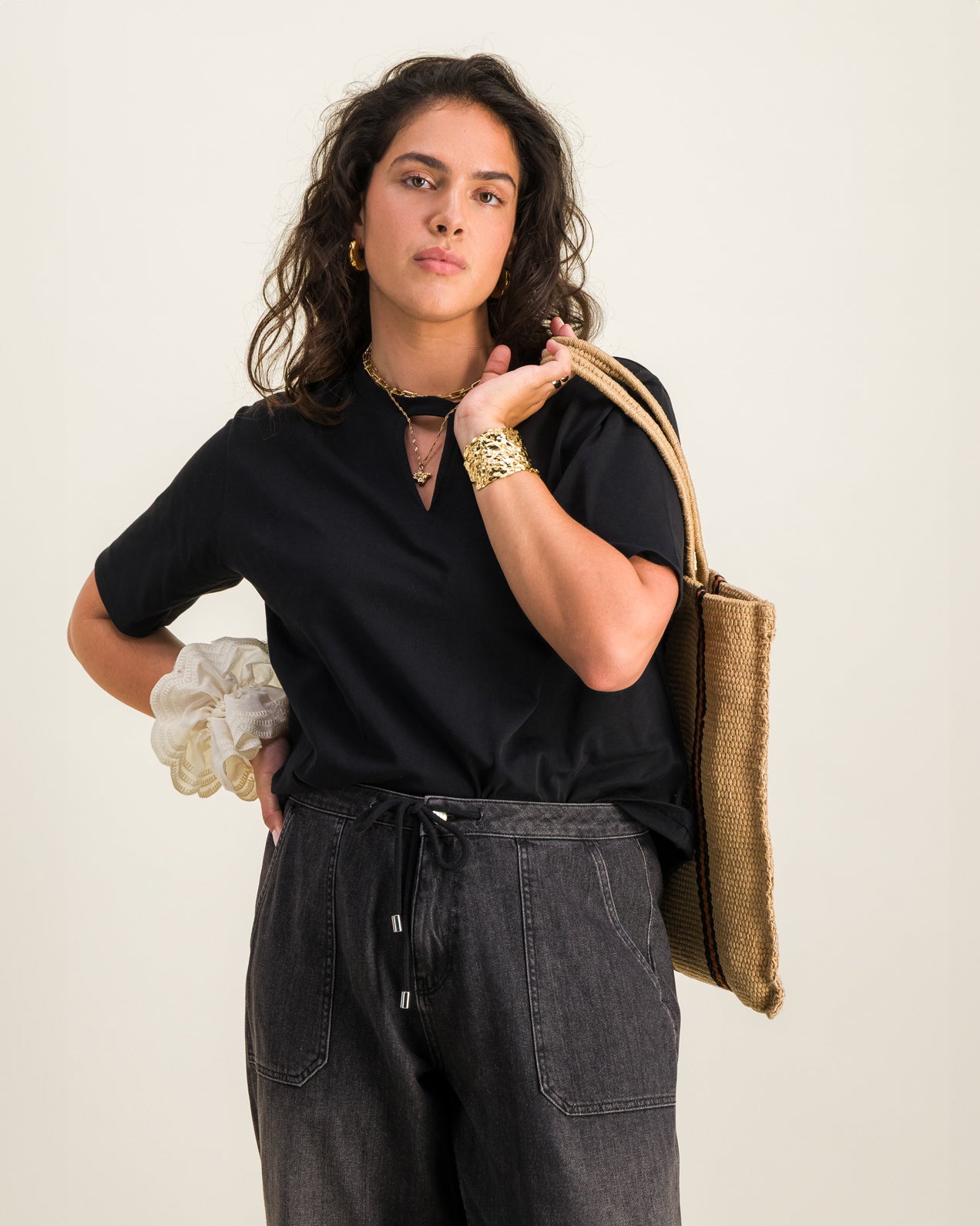 Top Mandy manches courtes Noir Femme | Almé - Noir